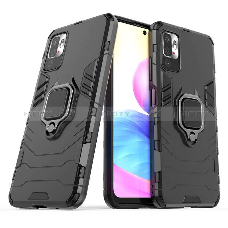 Coque Contour Silicone et Plastique Housse Etui Mat avec Magnetique Support Bague Anneau KC1 pour Xiaomi Redmi Note 10 5G Plus