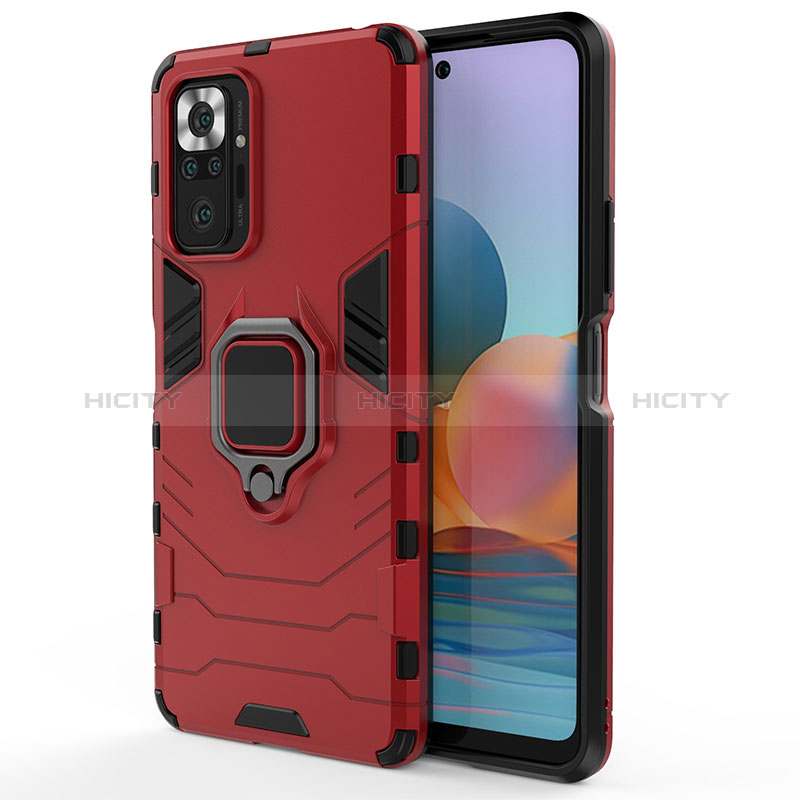 Coque Contour Silicone et Plastique Housse Etui Mat avec Magnetique Support Bague Anneau KC1 pour Xiaomi Redmi Note 10 Pro 4G Plus