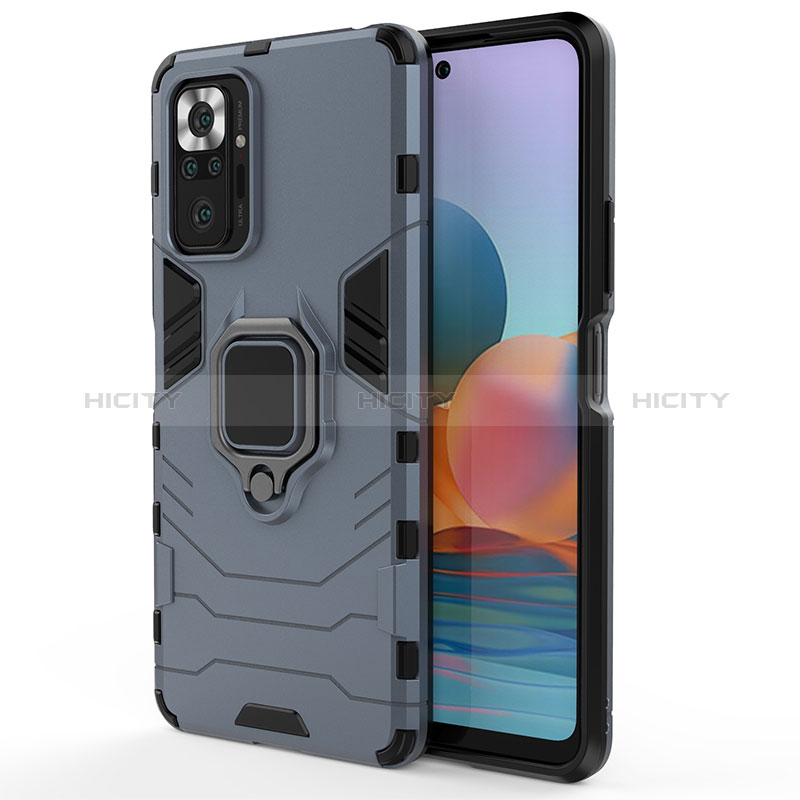 Coque Contour Silicone et Plastique Housse Etui Mat avec Magnetique Support Bague Anneau KC1 pour Xiaomi Redmi Note 10 Pro 4G Plus