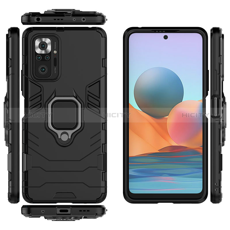 Coque Contour Silicone et Plastique Housse Etui Mat avec Magnetique Support Bague Anneau KC1 pour Xiaomi Redmi Note 10 Pro 4G Plus