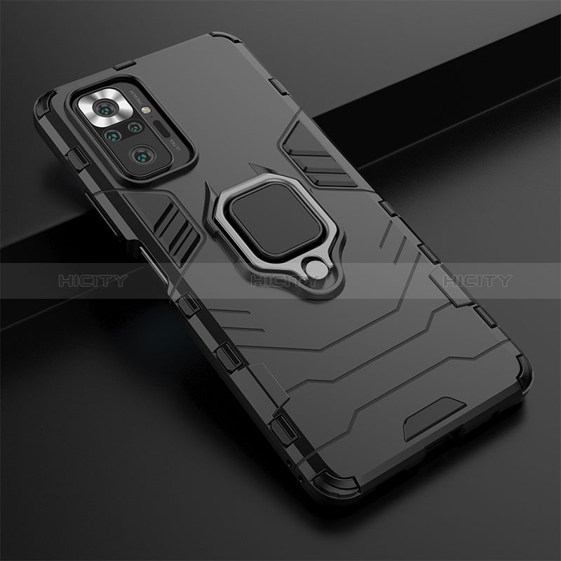 Coque Contour Silicone et Plastique Housse Etui Mat avec Magnetique Support Bague Anneau KC1 pour Xiaomi Redmi Note 10 Pro 4G Plus