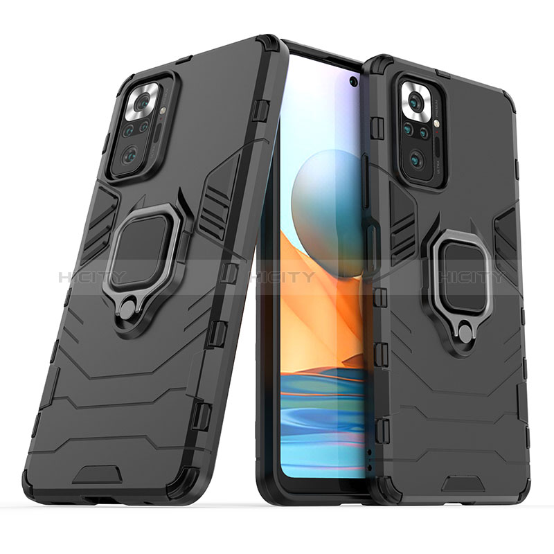 Coque Contour Silicone et Plastique Housse Etui Mat avec Magnetique Support Bague Anneau KC1 pour Xiaomi Redmi Note 10 Pro Max Plus