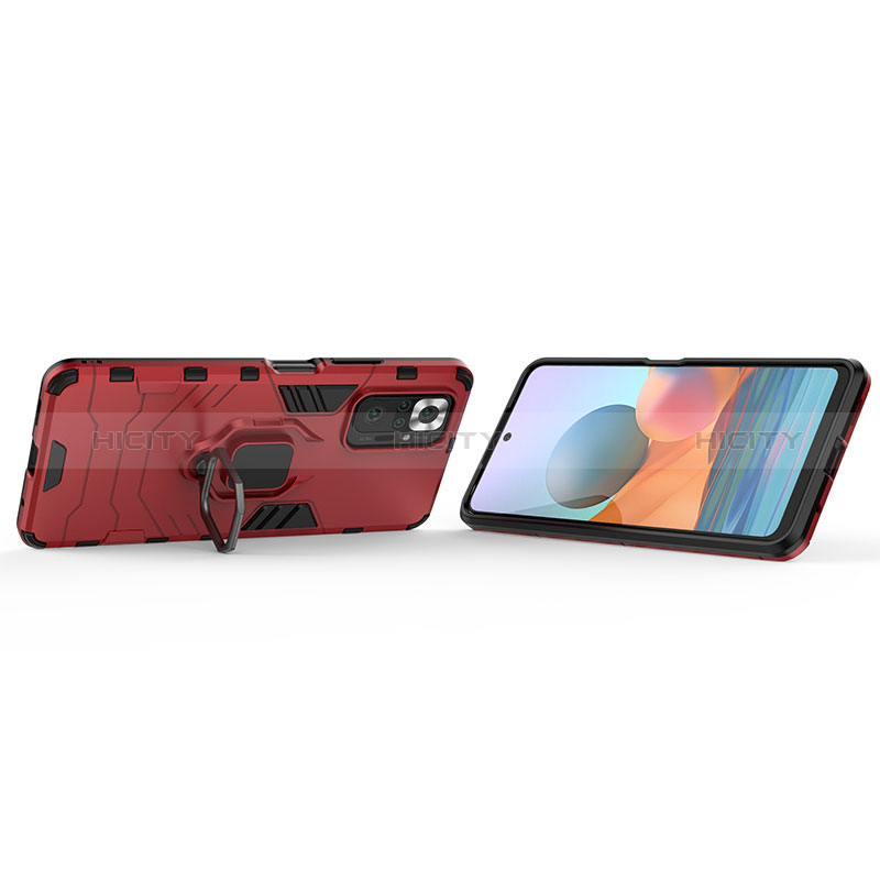 Coque Contour Silicone et Plastique Housse Etui Mat avec Magnetique Support Bague Anneau KC1 pour Xiaomi Redmi Note 10 Pro Max Plus