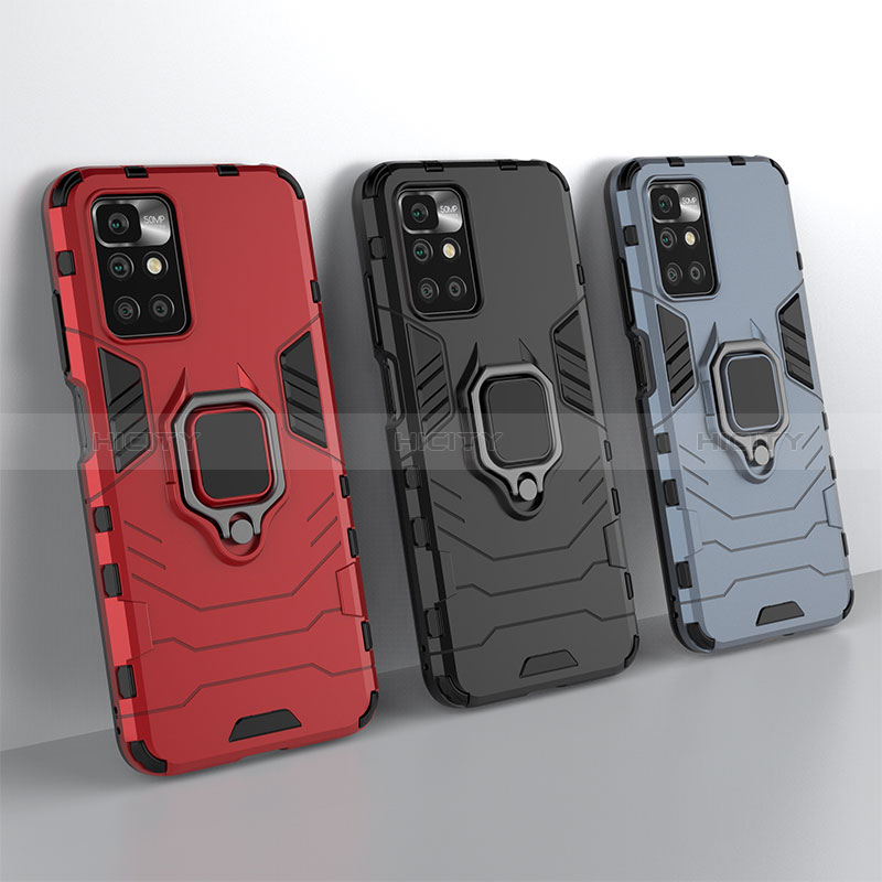 Coque Contour Silicone et Plastique Housse Etui Mat avec Magnetique Support Bague Anneau KC1 pour Xiaomi Redmi Note 11 4G (2021) Plus