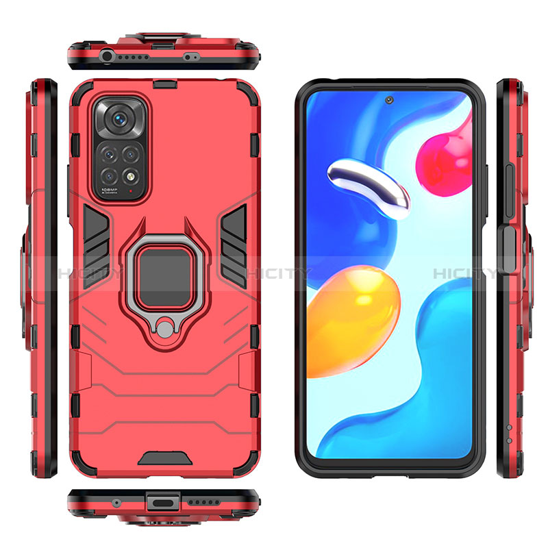 Coque Contour Silicone et Plastique Housse Etui Mat avec Magnetique Support Bague Anneau KC1 pour Xiaomi Redmi Note 11 4G (2022) Plus