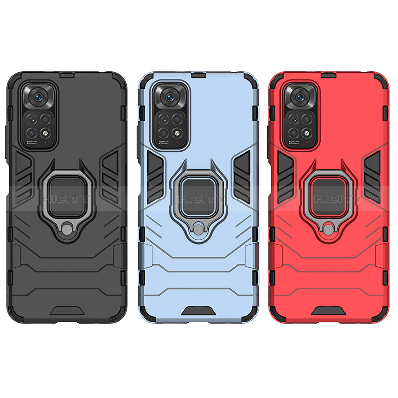 Coque Contour Silicone et Plastique Housse Etui Mat avec Magnetique Support Bague Anneau KC1 pour Xiaomi Redmi Note 11 4G (2022) Plus