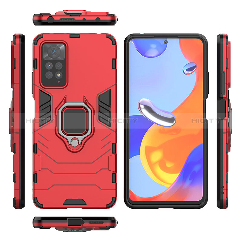 Coque Contour Silicone et Plastique Housse Etui Mat avec Magnetique Support Bague Anneau KC1 pour Xiaomi Redmi Note 11 Pro 5G Plus