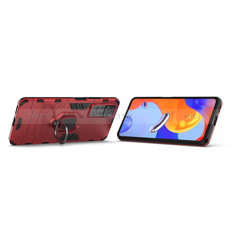 Coque Contour Silicone et Plastique Housse Etui Mat avec Magnetique Support Bague Anneau KC1 pour Xiaomi Redmi Note 11 Pro 5G Plus