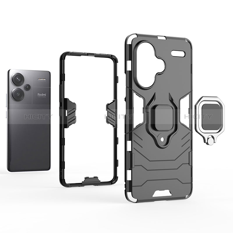 Coque Contour Silicone et Plastique Housse Etui Mat avec Magnetique Support Bague Anneau KC1 pour Xiaomi Redmi Note 13 Pro+ Plus 5G Plus