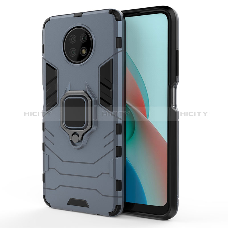 Coque Contour Silicone et Plastique Housse Etui Mat avec Magnetique Support Bague Anneau KC1 pour Xiaomi Redmi Note 9 5G Bleu Plus