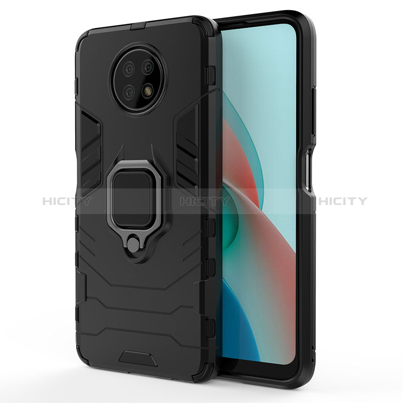 Coque Contour Silicone et Plastique Housse Etui Mat avec Magnetique Support Bague Anneau KC1 pour Xiaomi Redmi Note 9 5G Noir Plus