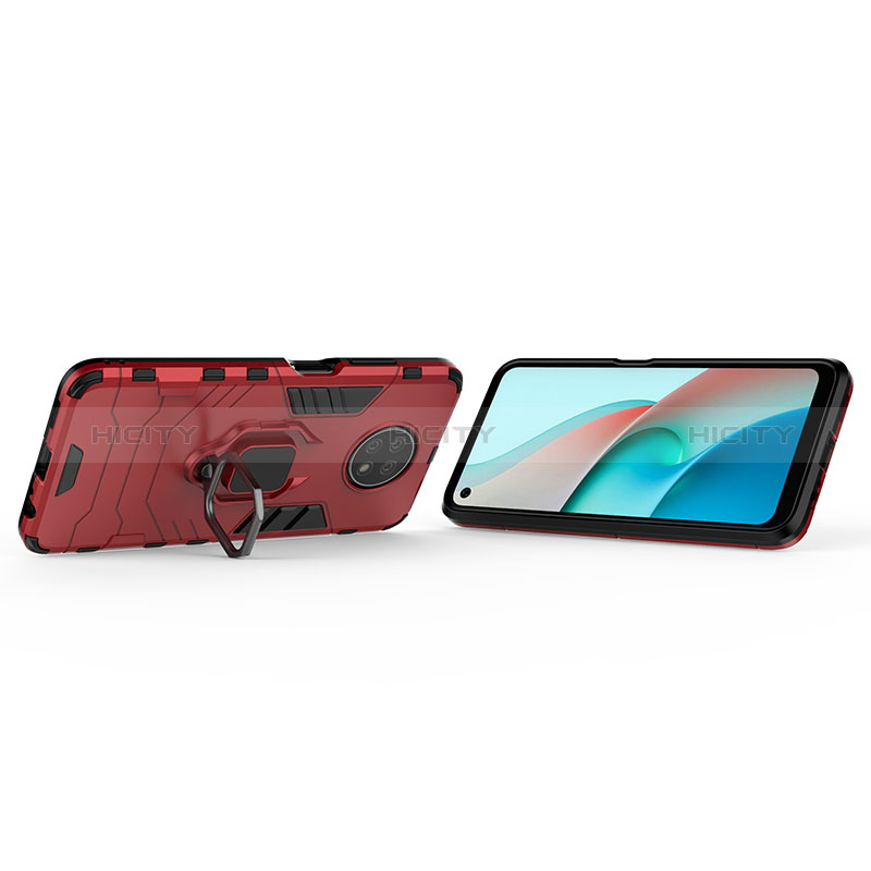 Coque Contour Silicone et Plastique Housse Etui Mat avec Magnetique Support Bague Anneau KC1 pour Xiaomi Redmi Note 9 5G Plus