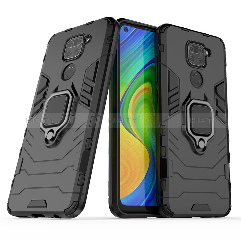 Coque Contour Silicone et Plastique Housse Etui Mat avec Magnetique Support Bague Anneau KC1 pour Xiaomi Redmi Note 9 Plus