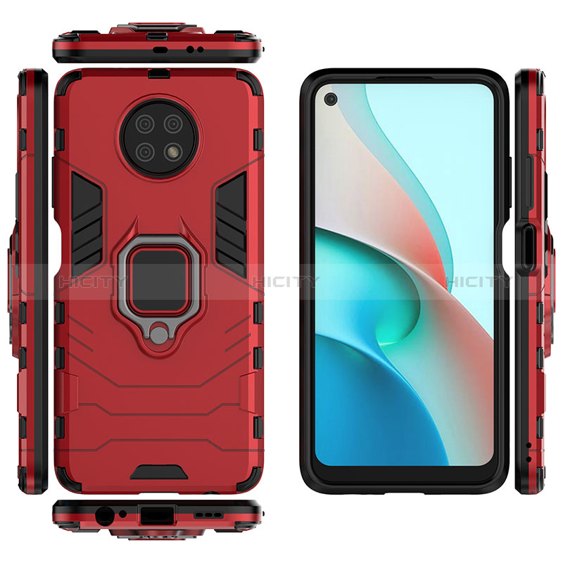 Coque Contour Silicone et Plastique Housse Etui Mat avec Magnetique Support Bague Anneau KC1 pour Xiaomi Redmi Note 9T 5G Plus