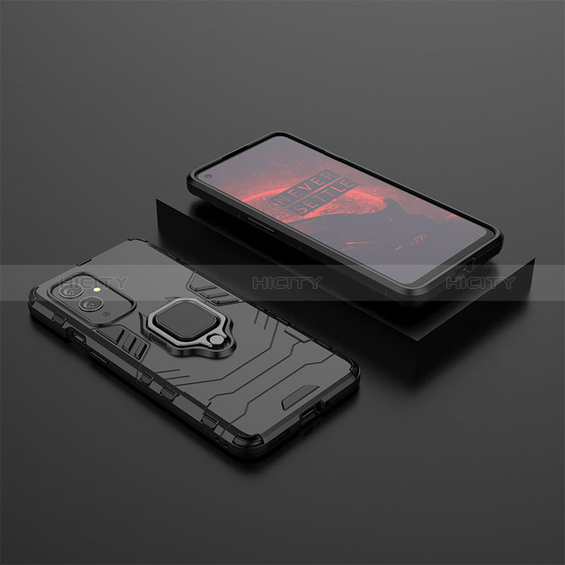 Coque Contour Silicone et Plastique Housse Etui Mat avec Magnetique Support Bague Anneau KC2 pour OnePlus 9 5G Plus