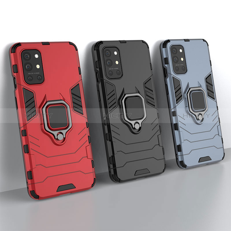 Coque Contour Silicone et Plastique Housse Etui Mat avec Magnetique Support Bague Anneau KC2 pour OnePlus 9R 5G Plus