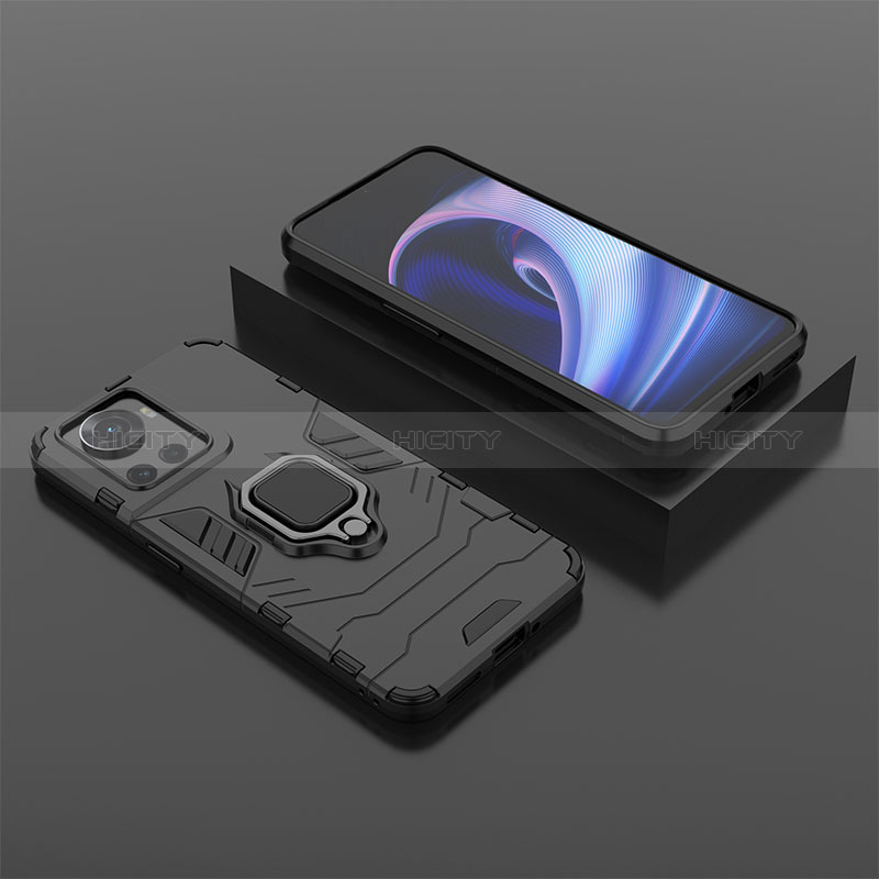 Coque Contour Silicone et Plastique Housse Etui Mat avec Magnetique Support Bague Anneau KC2 pour OnePlus Ace 5G Noir Plus