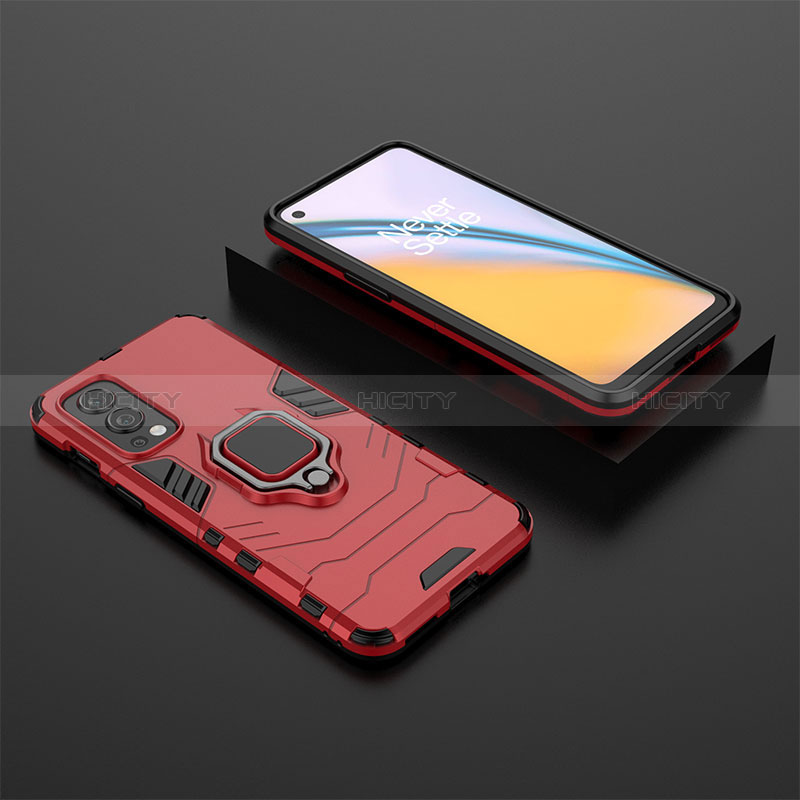 Coque Contour Silicone et Plastique Housse Etui Mat avec Magnetique Support Bague Anneau KC2 pour OnePlus Nord 2 5G Plus