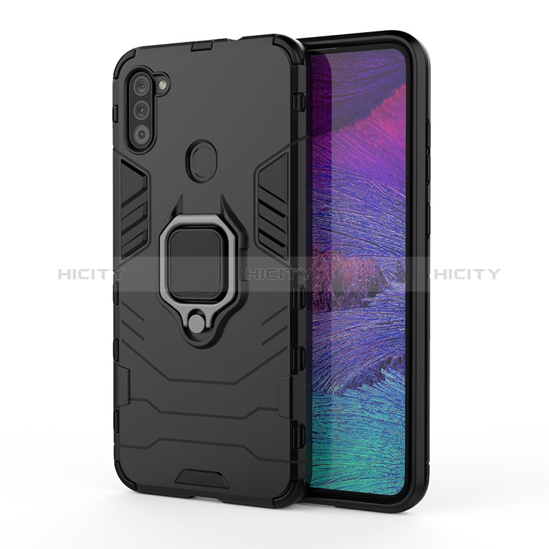 Coque Contour Silicone et Plastique Housse Etui Mat avec Magnetique Support Bague Anneau KC2 pour Samsung Galaxy A11 Plus