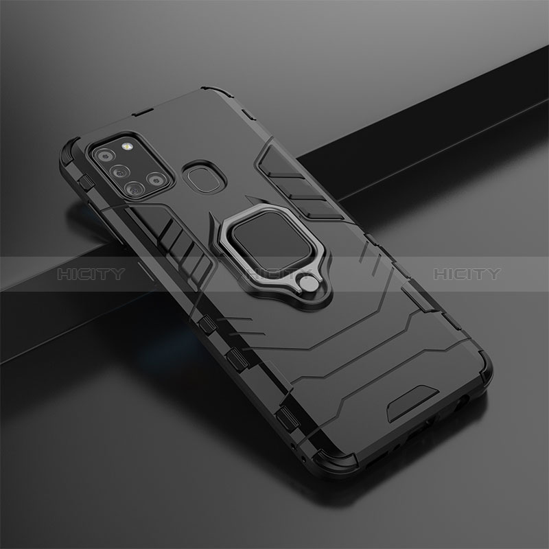 Coque Contour Silicone et Plastique Housse Etui Mat avec Magnetique Support Bague Anneau KC2 pour Samsung Galaxy A21s Plus