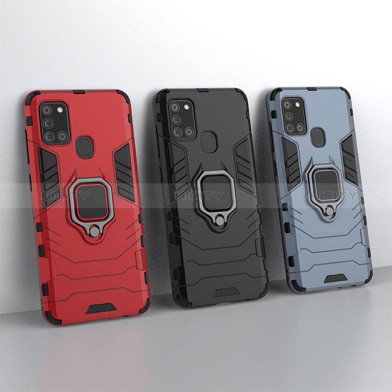 Coque Contour Silicone et Plastique Housse Etui Mat avec Magnetique Support Bague Anneau KC2 pour Samsung Galaxy A21s Plus