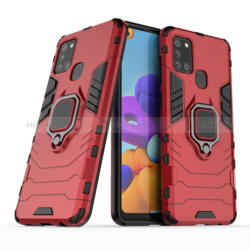 Coque Contour Silicone et Plastique Housse Etui Mat avec Magnetique Support Bague Anneau KC2 pour Samsung Galaxy A21s Plus