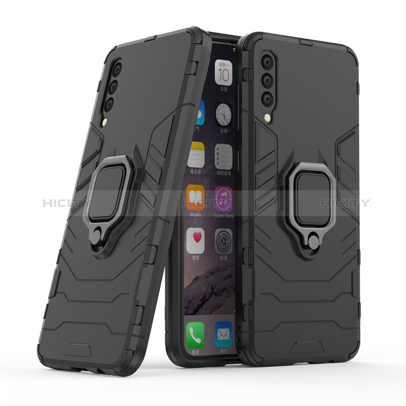 Coque Contour Silicone et Plastique Housse Etui Mat avec Magnetique Support Bague Anneau KC2 pour Samsung Galaxy A30S Noir Plus