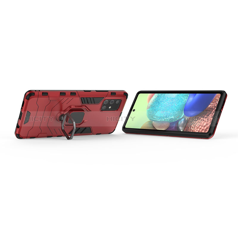 Coque Contour Silicone et Plastique Housse Etui Mat avec Magnetique Support Bague Anneau KC2 pour Samsung Galaxy A71 4G A715 Plus