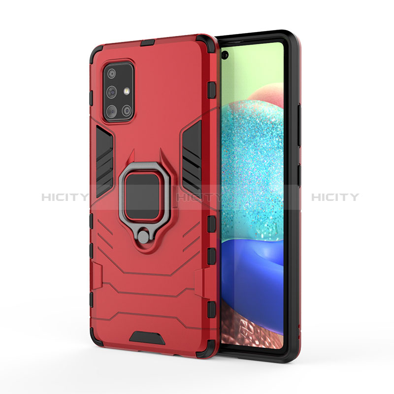 Coque Contour Silicone et Plastique Housse Etui Mat avec Magnetique Support Bague Anneau KC2 pour Samsung Galaxy A71 5G Rouge Plus