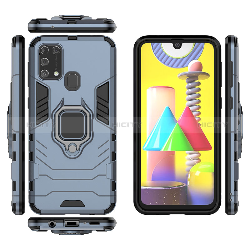 Coque Contour Silicone et Plastique Housse Etui Mat avec Magnetique Support Bague Anneau KC2 pour Samsung Galaxy M21s Plus