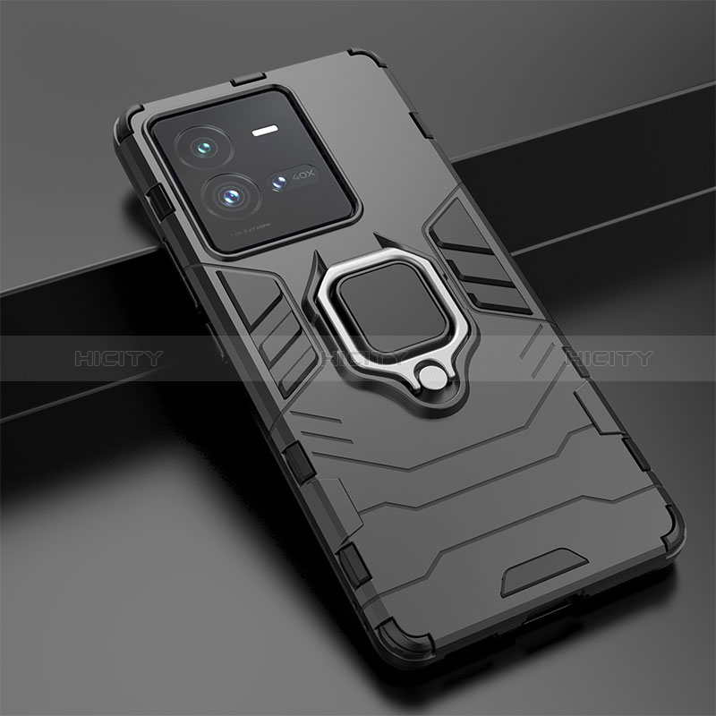 Coque Contour Silicone et Plastique Housse Etui Mat avec Magnetique Support Bague Anneau KC2 pour Vivo iQOO 10 Pro 5G Plus