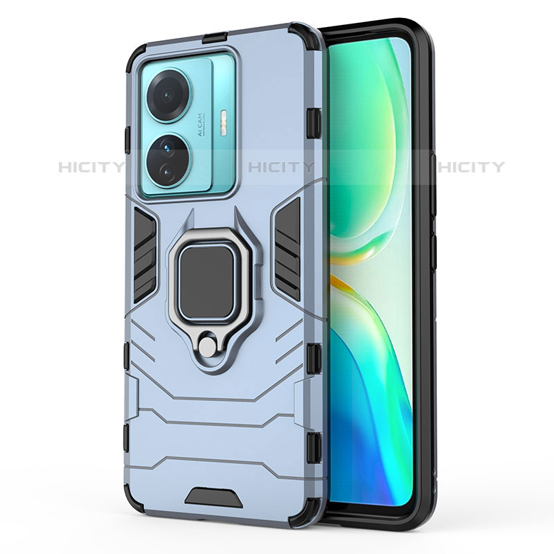 Coque Contour Silicone et Plastique Housse Etui Mat avec Magnetique Support Bague Anneau KC2 pour Vivo iQOO Z6 Pro 5G Plus