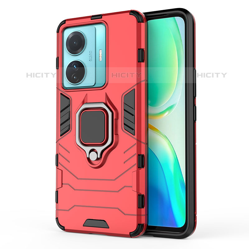 Coque Contour Silicone et Plastique Housse Etui Mat avec Magnetique Support Bague Anneau KC2 pour Vivo iQOO Z6 Pro 5G Plus