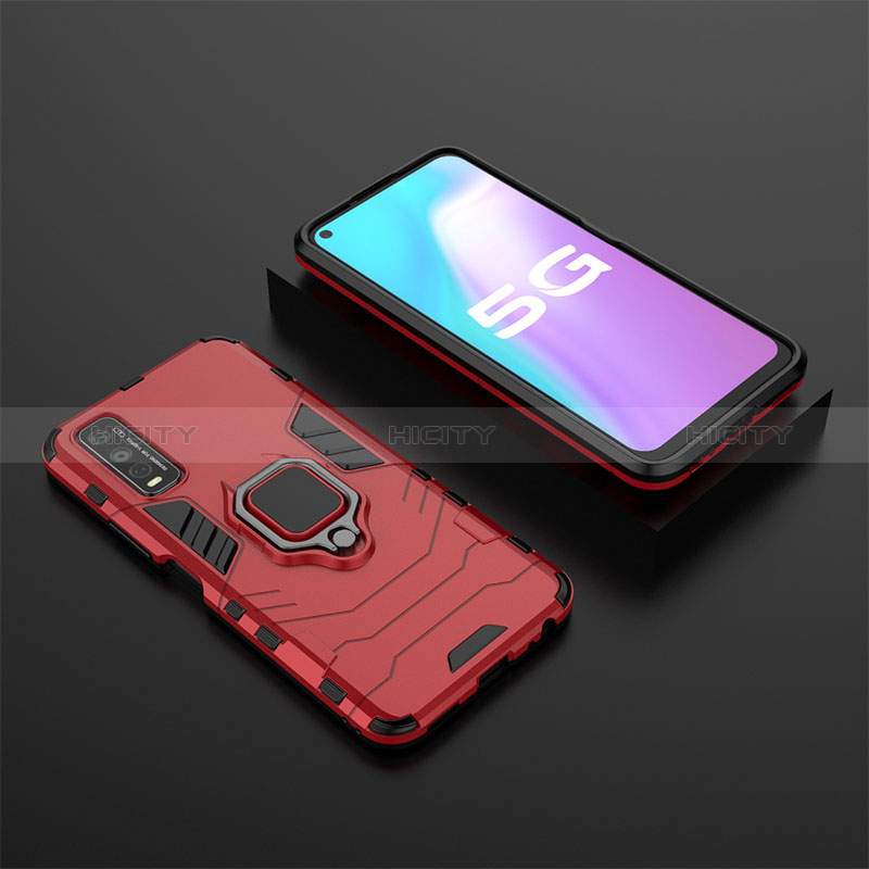 Coque Contour Silicone et Plastique Housse Etui Mat avec Magnetique Support Bague Anneau KC2 pour Vivo Y70t 5G Plus