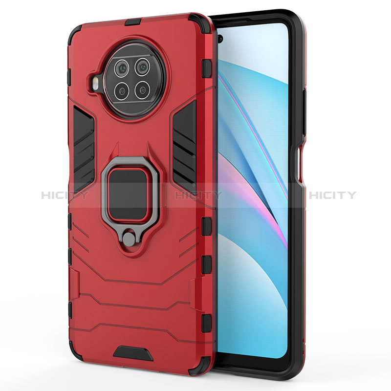 Coque Contour Silicone et Plastique Housse Etui Mat avec Magnetique Support Bague Anneau KC2 pour Xiaomi Mi 10i 5G Rouge Plus