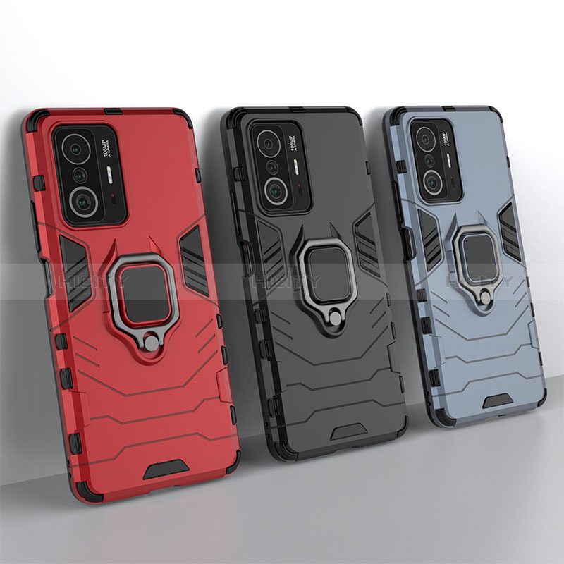 Coque Contour Silicone et Plastique Housse Etui Mat avec Magnetique Support Bague Anneau KC2 pour Xiaomi Mi 11T 5G Plus