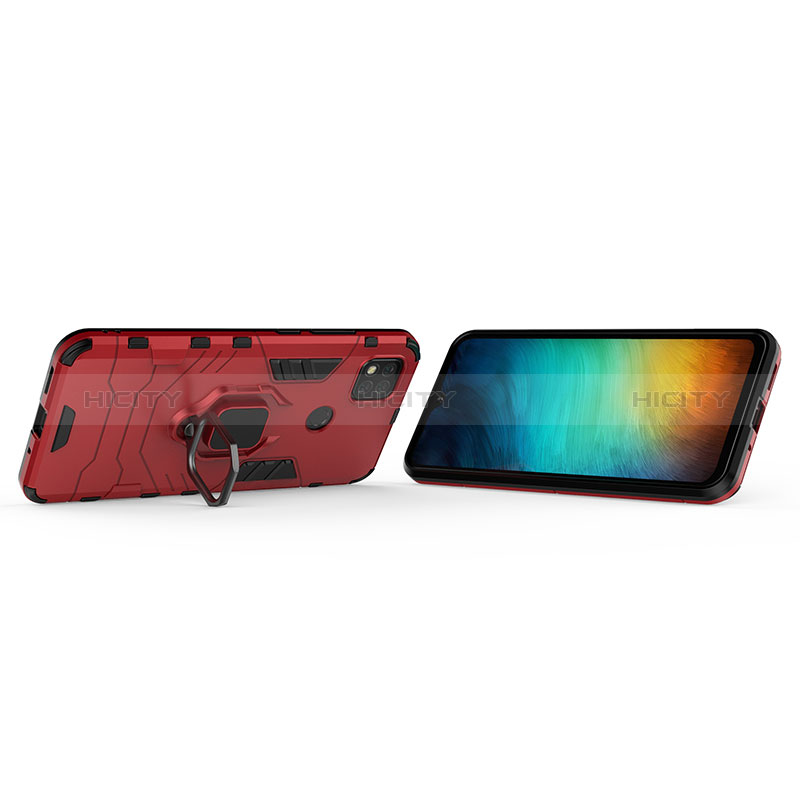 Coque Contour Silicone et Plastique Housse Etui Mat avec Magnetique Support Bague Anneau KC2 pour Xiaomi POCO C3 Plus