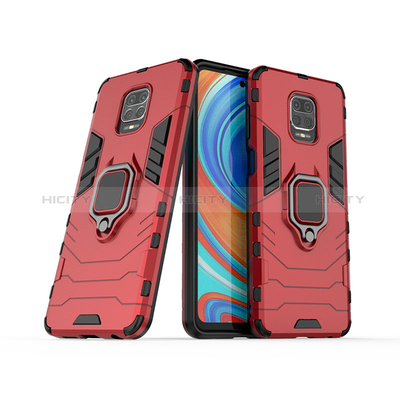 Coque Contour Silicone et Plastique Housse Etui Mat avec Magnetique Support Bague Anneau KC2 pour Xiaomi Poco M2 Pro Plus