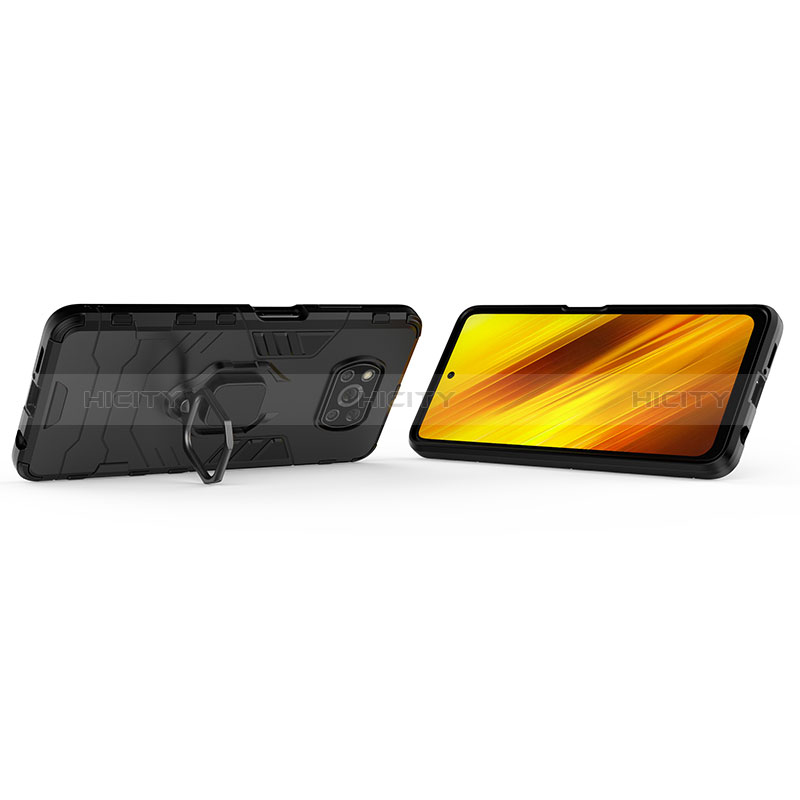 Coque Contour Silicone et Plastique Housse Etui Mat avec Magnetique Support Bague Anneau KC2 pour Xiaomi Poco X3 Pro Plus