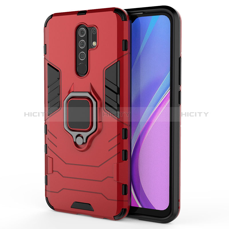 Coque Contour Silicone et Plastique Housse Etui Mat avec Magnetique Support Bague Anneau KC2 pour Xiaomi Redmi 9 Prime India Plus