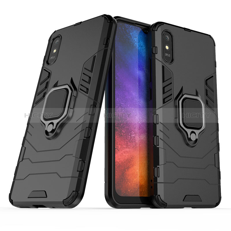 Coque Contour Silicone et Plastique Housse Etui Mat avec Magnetique Support Bague Anneau KC2 pour Xiaomi Redmi 9A Plus