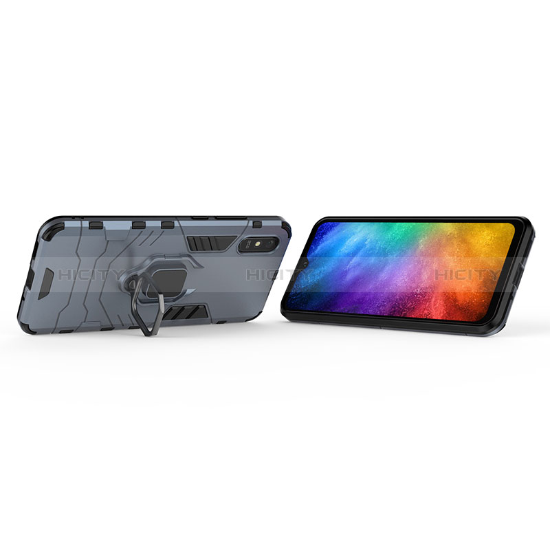 Coque Contour Silicone et Plastique Housse Etui Mat avec Magnetique Support Bague Anneau KC2 pour Xiaomi Redmi 9AT Plus