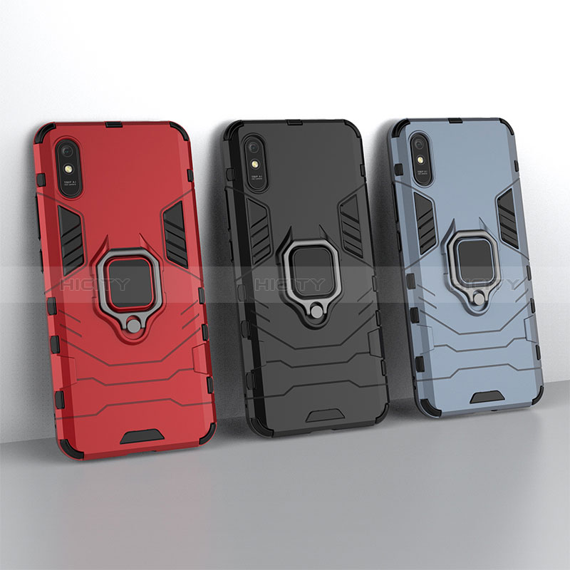 Coque Contour Silicone et Plastique Housse Etui Mat avec Magnetique Support Bague Anneau KC2 pour Xiaomi Redmi 9AT Plus