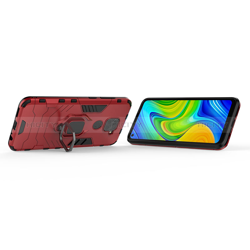 Coque Contour Silicone et Plastique Housse Etui Mat avec Magnetique Support Bague Anneau KC2 pour Xiaomi Redmi Note 9 Plus