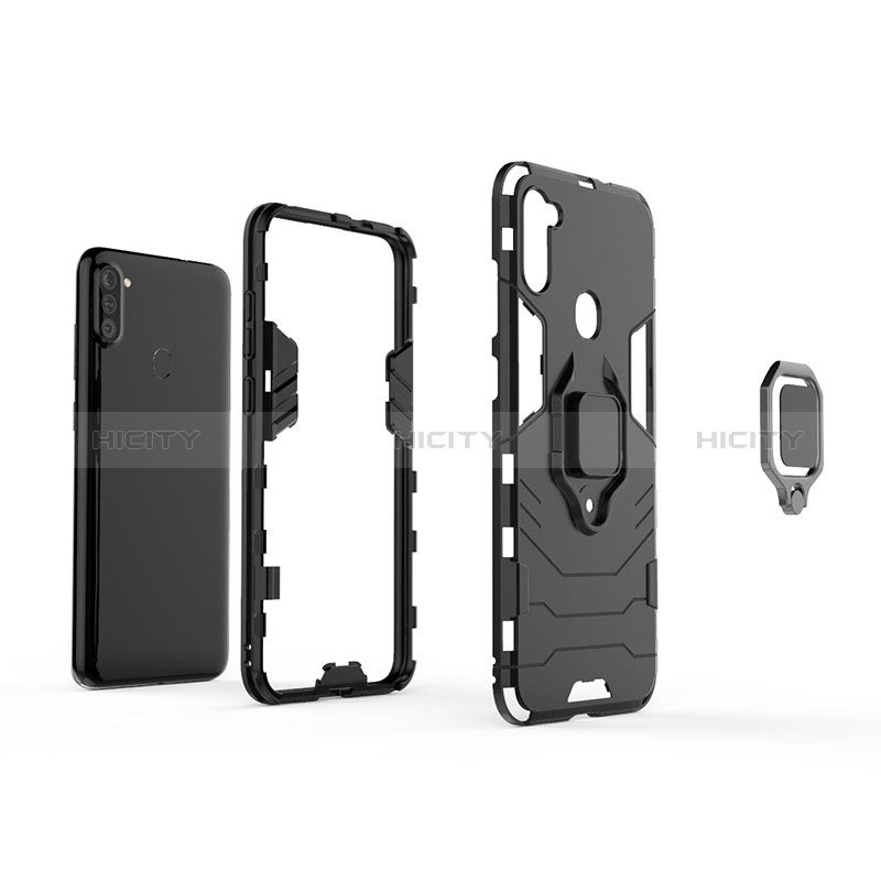 Coque Contour Silicone et Plastique Housse Etui Mat avec Magnetique Support Bague Anneau KC3 pour Samsung Galaxy A11 Plus