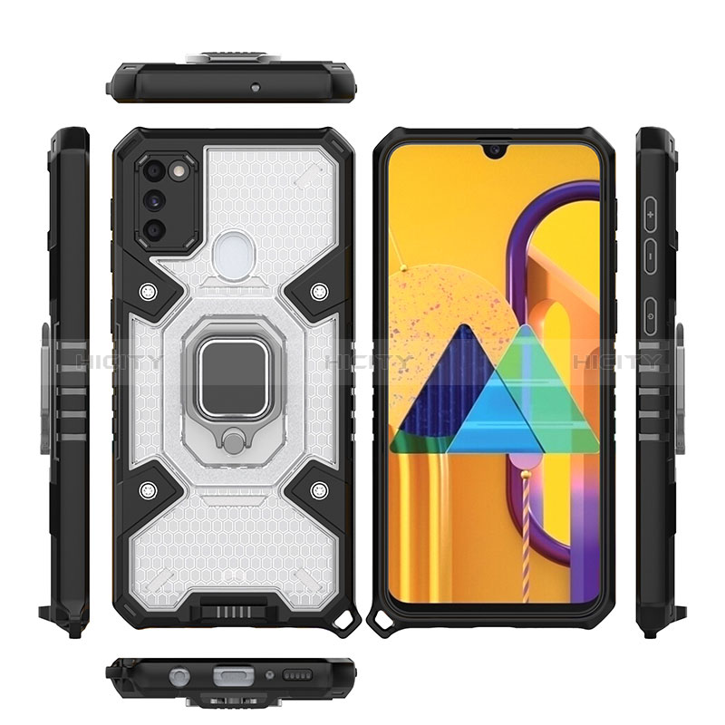 Coque Contour Silicone et Plastique Housse Etui Mat avec Magnetique Support Bague Anneau KC3 pour Samsung Galaxy M30s Plus