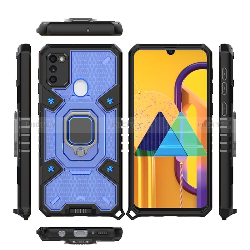 Coque Contour Silicone et Plastique Housse Etui Mat avec Magnetique Support Bague Anneau KC3 pour Samsung Galaxy M30s Plus