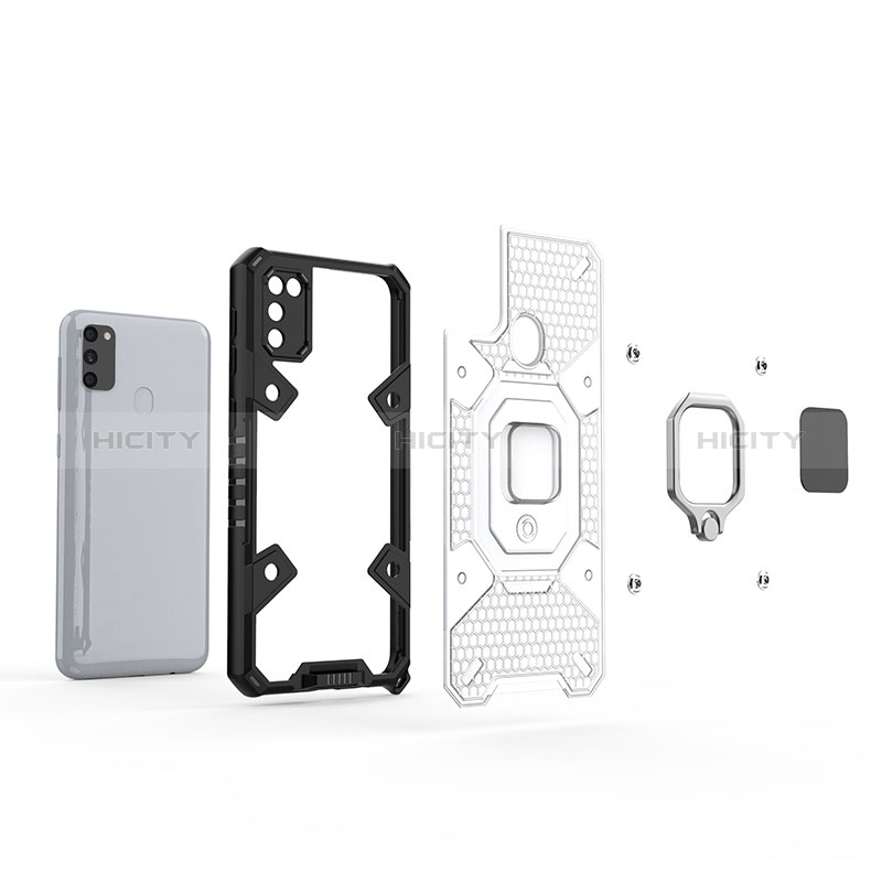 Coque Contour Silicone et Plastique Housse Etui Mat avec Magnetique Support Bague Anneau KC3 pour Samsung Galaxy M30s Plus