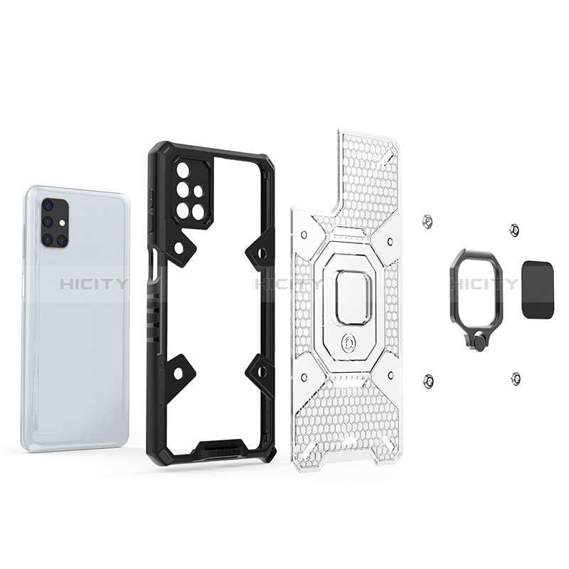 Coque Contour Silicone et Plastique Housse Etui Mat avec Magnetique Support Bague Anneau KC3 pour Samsung Galaxy M51 Plus