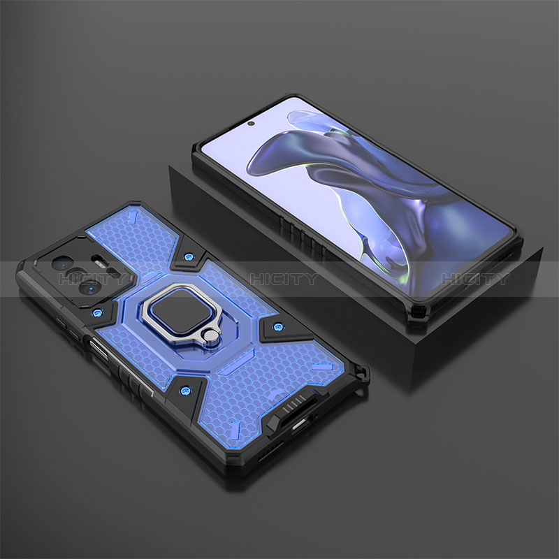 Coque Contour Silicone et Plastique Housse Etui Mat avec Magnetique Support Bague Anneau KC3 pour Xiaomi Mi 11T 5G Plus